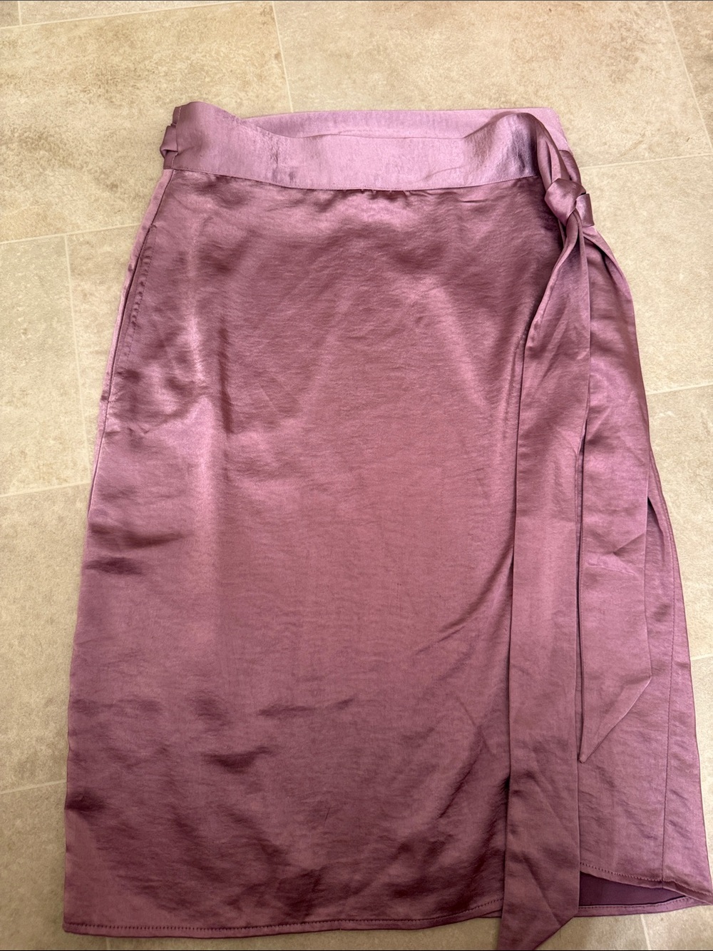 Wildfang Empower Mauve Satin Wrap Skirt
